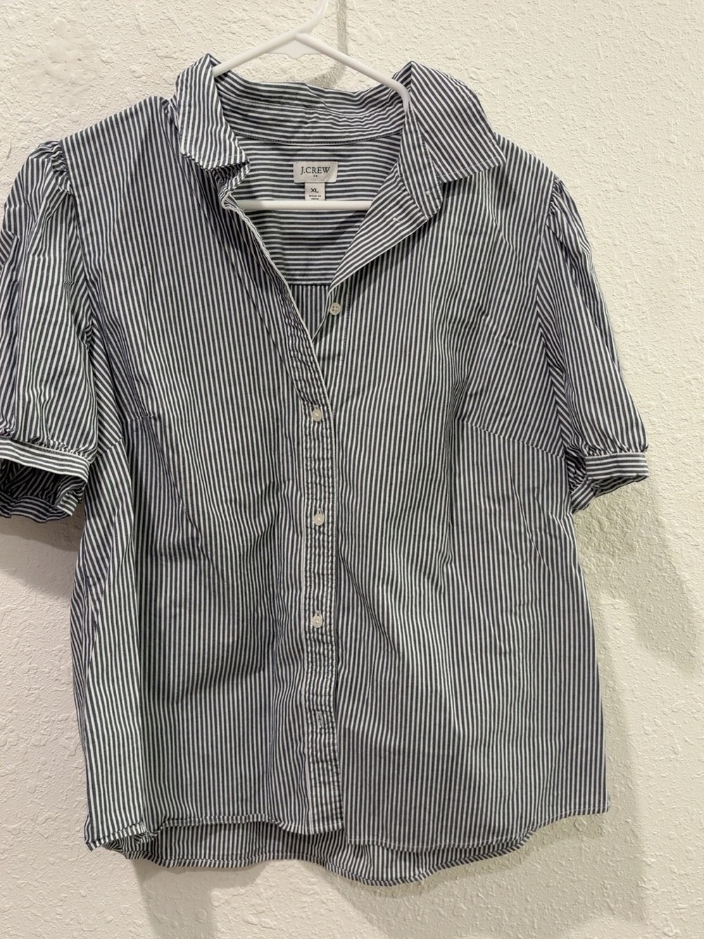 J. Crew woman’s black and White Short-Sleeve Striped Button-Down Shirt